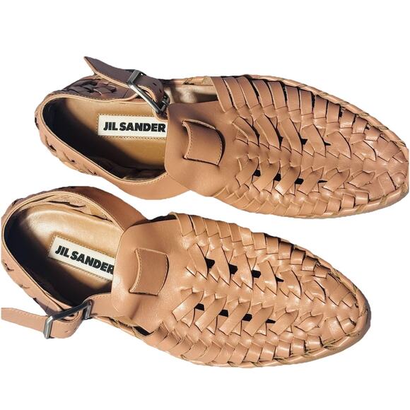 $1160 JIL SANDER Womens 36 US 6 Leather Woven Calfskin Gladiator Sandals Blush - Picture 3 of 10